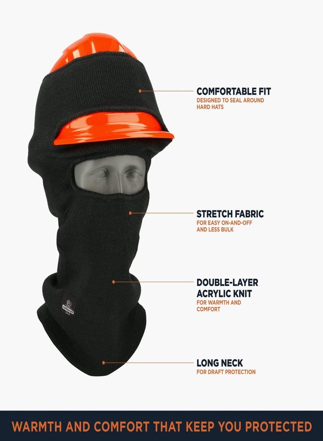 RefrigiWear Hard Hat Balaclava - 2-Layer Long Neck Face Mask for Cold Weather Work, Black - One Size - Image 3